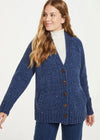 Ladies Donegal Tweed Cardigan with Pockets - Blue