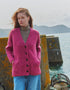 Ladies Donegal Tweed Cardigan with Side Pockets | Pink Heather