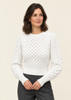Ladies Merino Cropped Classic Aran Sweater | Natural