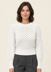 Ladies Merino Cropped Classic Aran Sweater | Natural