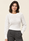 Ladies Merino Cropped Classic Aran Sweater | Natural