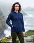 Ladies Merino Wool Aran Hooded Cardigan | Deep Water Blue