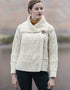 Patchwork Ladies Aran Cardigan | Natural