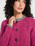 Raglan-Cardigan aus Donegal-Tweed für Damen – Rosa/Grau