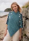 Ladies Sheep Scene V Neck Poncho - Summer Storm