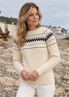Ladies Slim-Fit Aran Fair Isle Sweater | Natural
