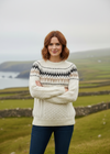 Ladies Slim-Fit Aran Fairisle Sweater - 100% Merino Wool | Natural