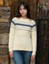 Ladies Slim-Fit Aran Fairisle Sweater | Natual