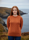 Ladies Slim-Fit Aran Sweater | Terracotta