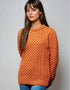 Ladies Slim-Fit Aran Sweater | Terracotta