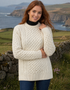 Ladies Slim-Fit Aran Sweater | Premium Merino Wool | Natural