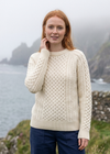 Ladies Slim-Fit Aran Sweater | Premium Merino Wool | Natural