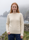 Ladies Slim-Fit Aran Sweater | Premium Merino Wool | Natural