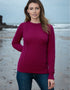 Ladies Slim-Fit Aran Sweater | Raspberry