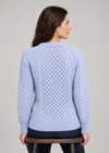 Ladies Slim-Fit Aran Sweater in Sky Blue | Premium Merino Wool
