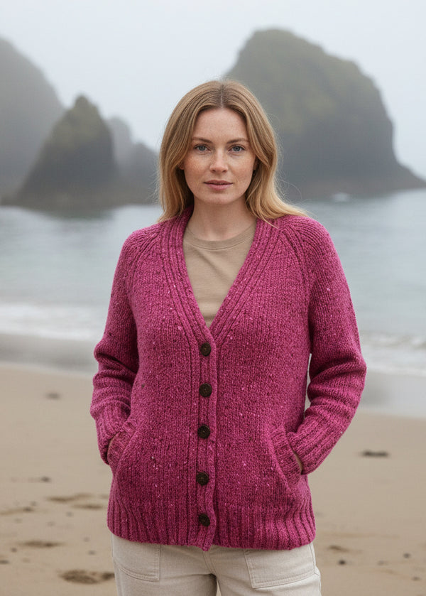 Ladies Tweed Cardigan | Pink