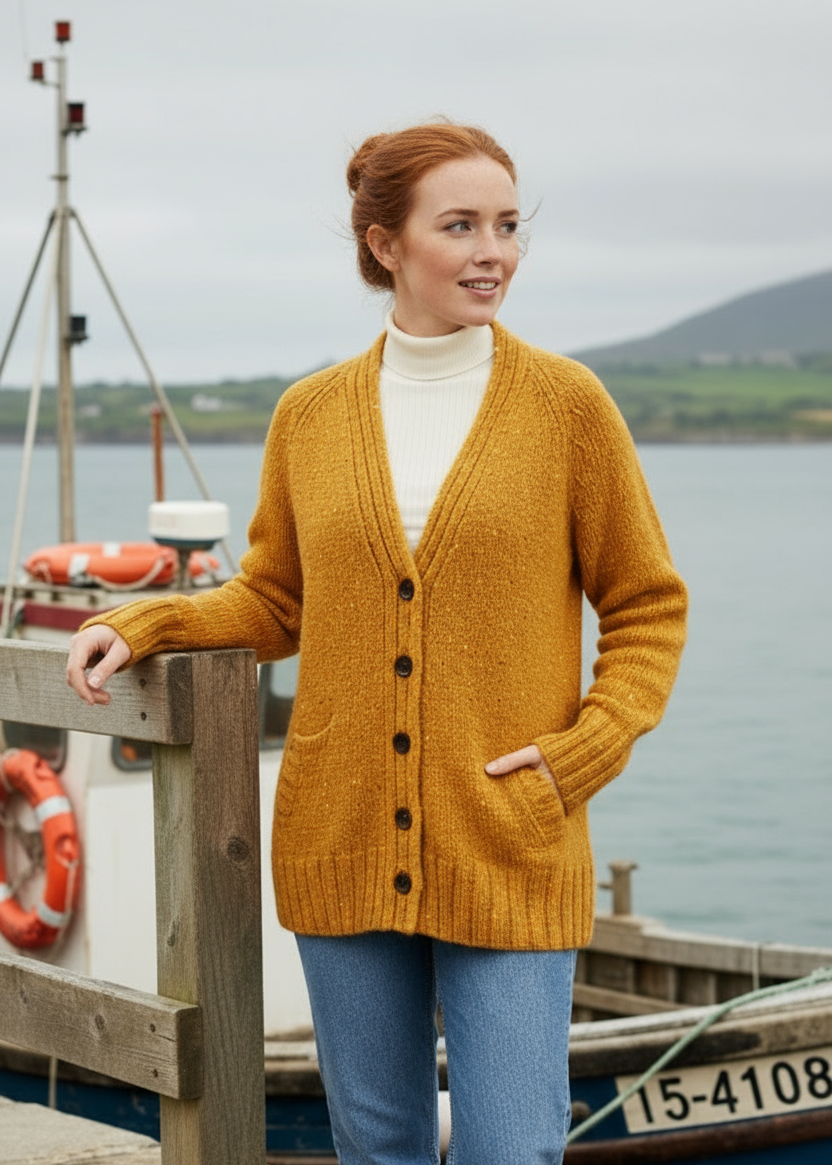 Ladies Tweed Cardigan | Sunflower