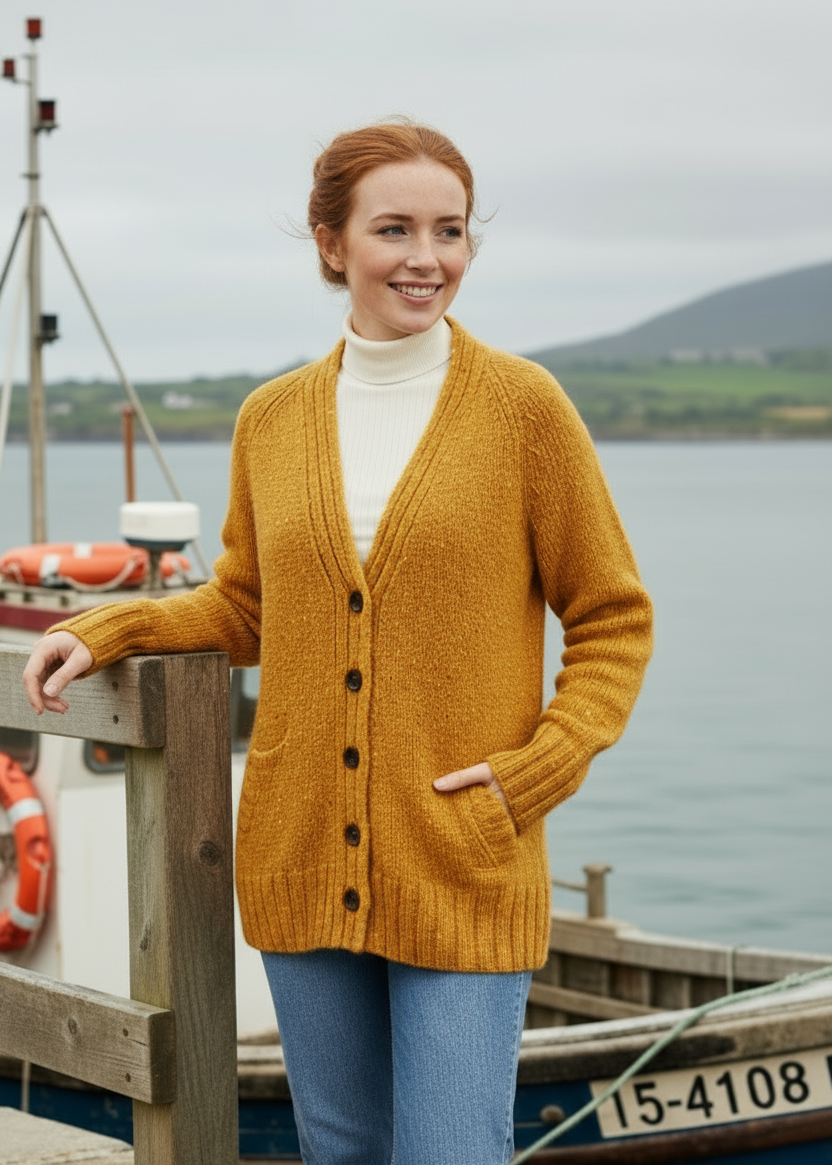 Ladies Tweed Cardigan | Sunflower