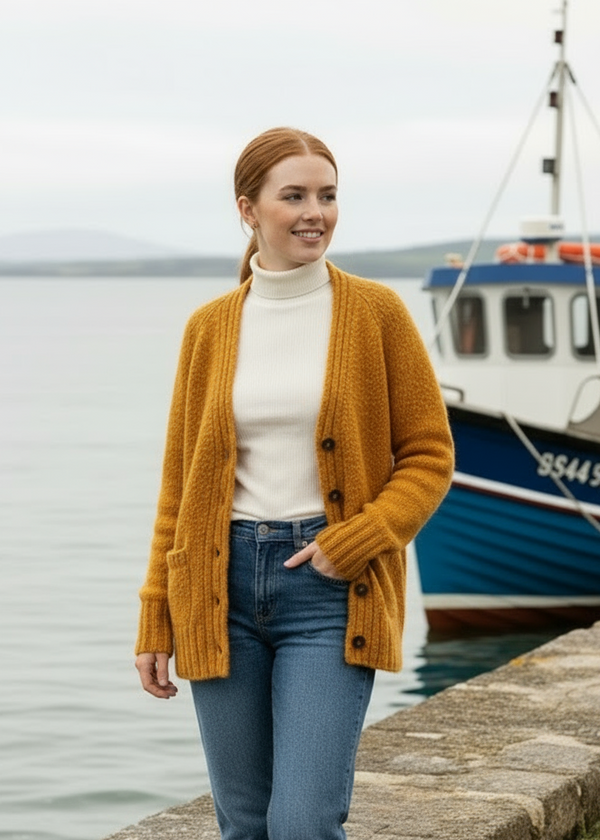 Ladies Tweed Cardigan | Sunflower