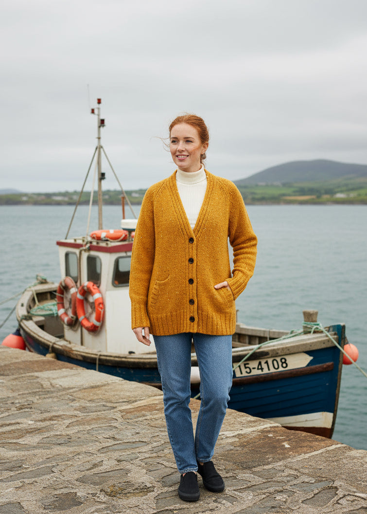 Ladies Tweed Cardigan | Sunflower
