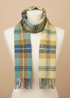 Irish Wool Scarf Long Citrus Blue Brown Plaid