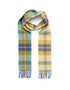 Irish Wool Scarf Long Citrus Blue Brown Plaid