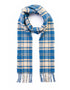 John Hanly Blue Beige Check Scarf | 100% Irish Lambswool