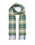 John Hanly Yellow Green Mix Check Lambswool Scarf