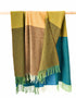 Lambswool Throw Blue Green Mustard Tan Large Blocks
