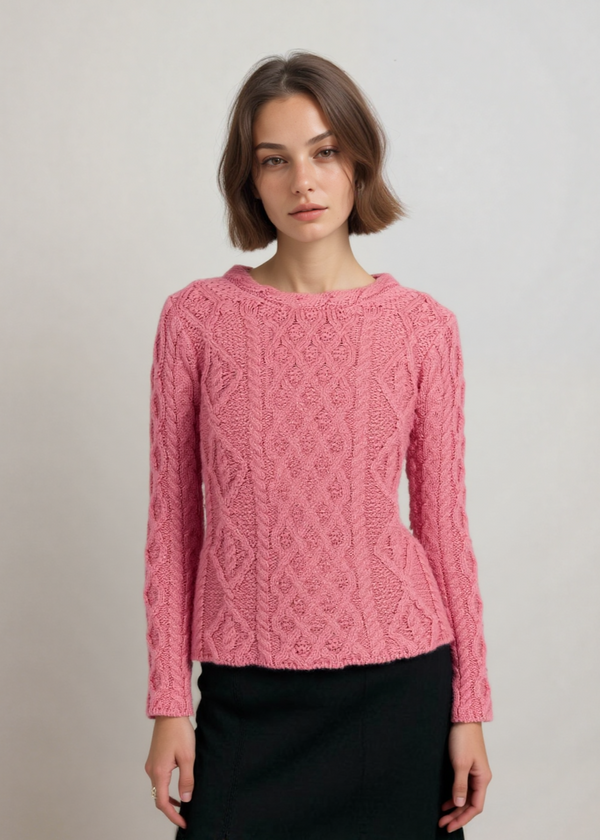 Lambay Aran Sweater | Rosa Pink