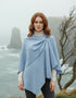 Lambswool Draped Shawl Light Blue | Irish Asymmetrical Design
