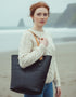 Lee River Black Leather Tote Bag