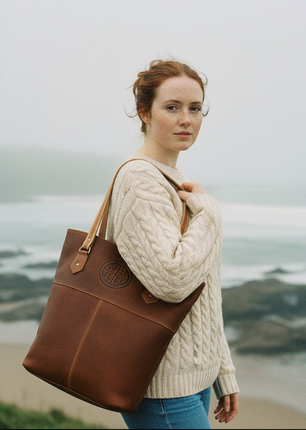 Lee River Tan Leather Tote Bag