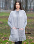 Ladies Aran Pocket Shawl | Grey