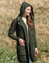 Ladies Classic Long Hooded Cardigan | Army Green