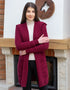 Ladies Classic Long Hooded Cardigan | Burgundy