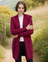 Ladies Classic Long Hooded Cardigan | Burgundy