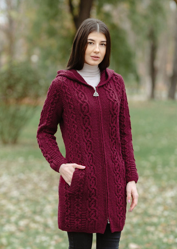 Celtic Aran Jacket | Raspberry