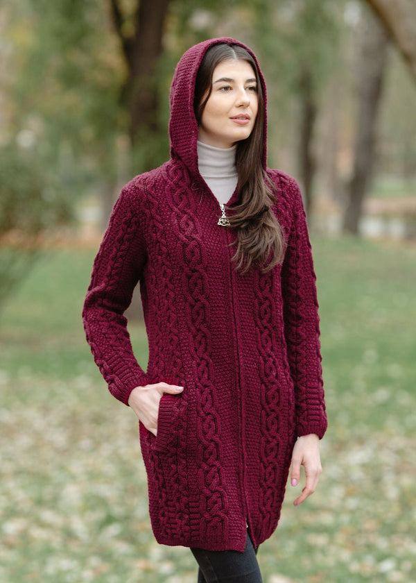 Celtic Aran Jacket | Raspberry