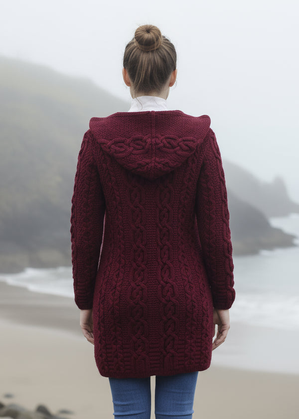 Celtic Aran Jacket | Burgundy