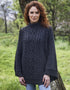 Ladies Cable Knit Aran Poncho | Charcoal
