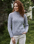 Ladies Aran Cable Knit Sweater | Silver