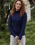 Ladies Aran Cable Knit Sweater | Navy