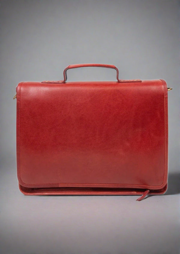 Luxury Irish Leather Satchel Bag - Red