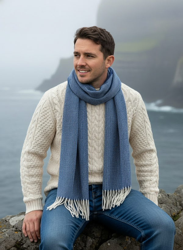 McNutt Donegal Tweed Scarf | Ocean