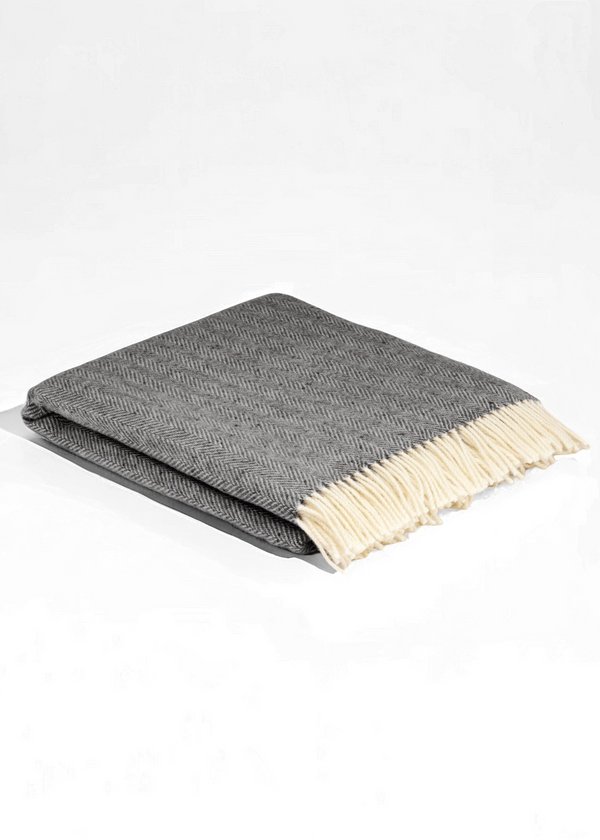 McNutt Herringbone Blanket Throw | Storm Gray