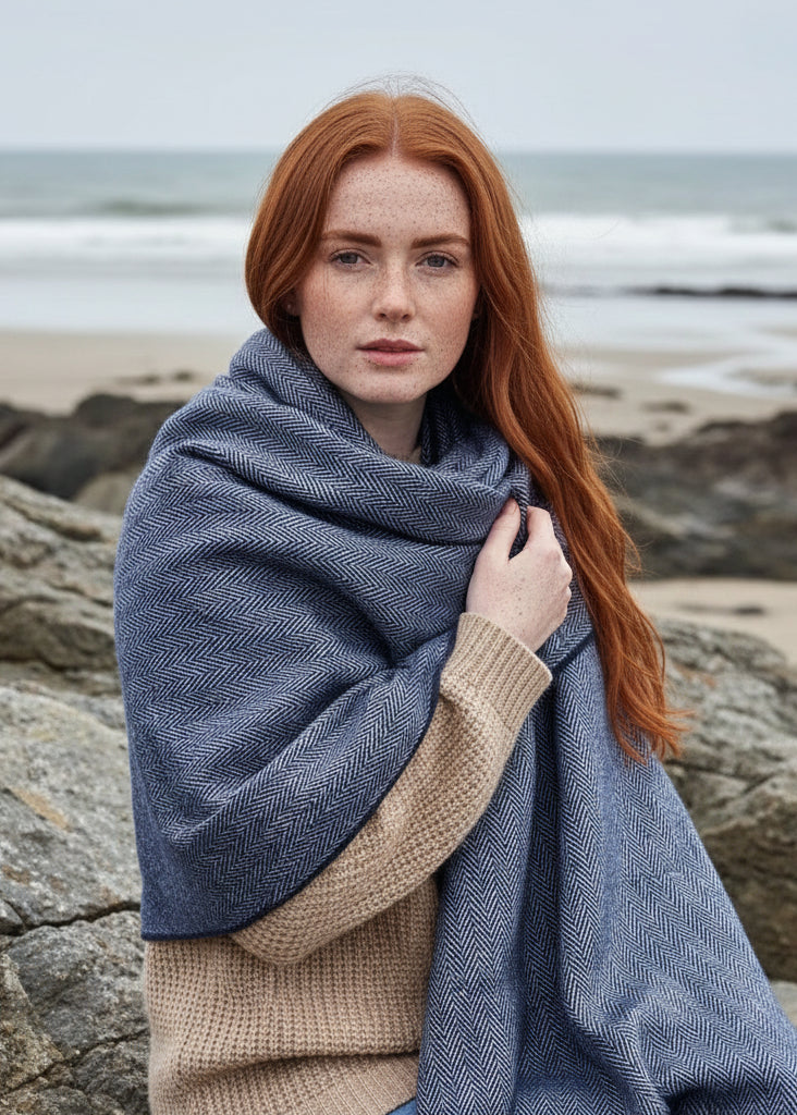 McNutt Nautical Navy Cashmere Wrap