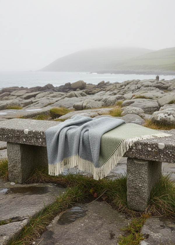 McNutt Pure Wool Throw | Skellig Mist - Clearancebackground