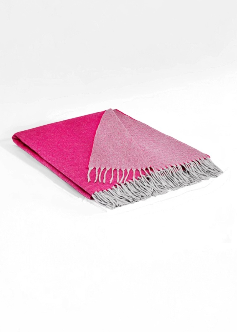 Mcnutt 100% Cashmere Hot Pink and Dove Throw