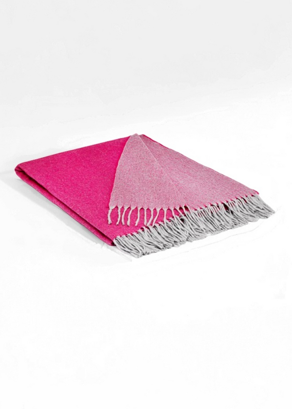 Mcnutt 100% Cashmere Hot Pink and Dove Throw